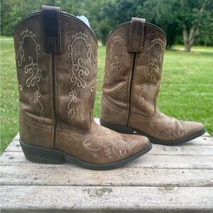 Smoky Mountain Cowboy Brown Boots Style 3754C Embroidered Design Youth Size 2 R